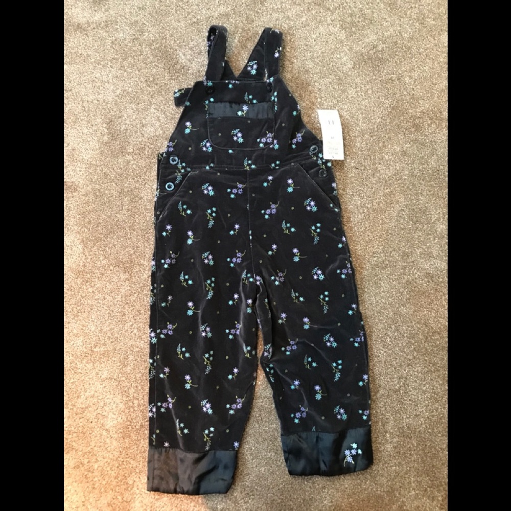 Cherokee girls 3t velvet floral overalls nwt